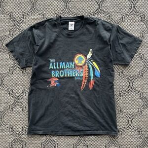 Vintage Allman Brothers Band Shirt Men's XL Black Rock Concert Mushroom 90s